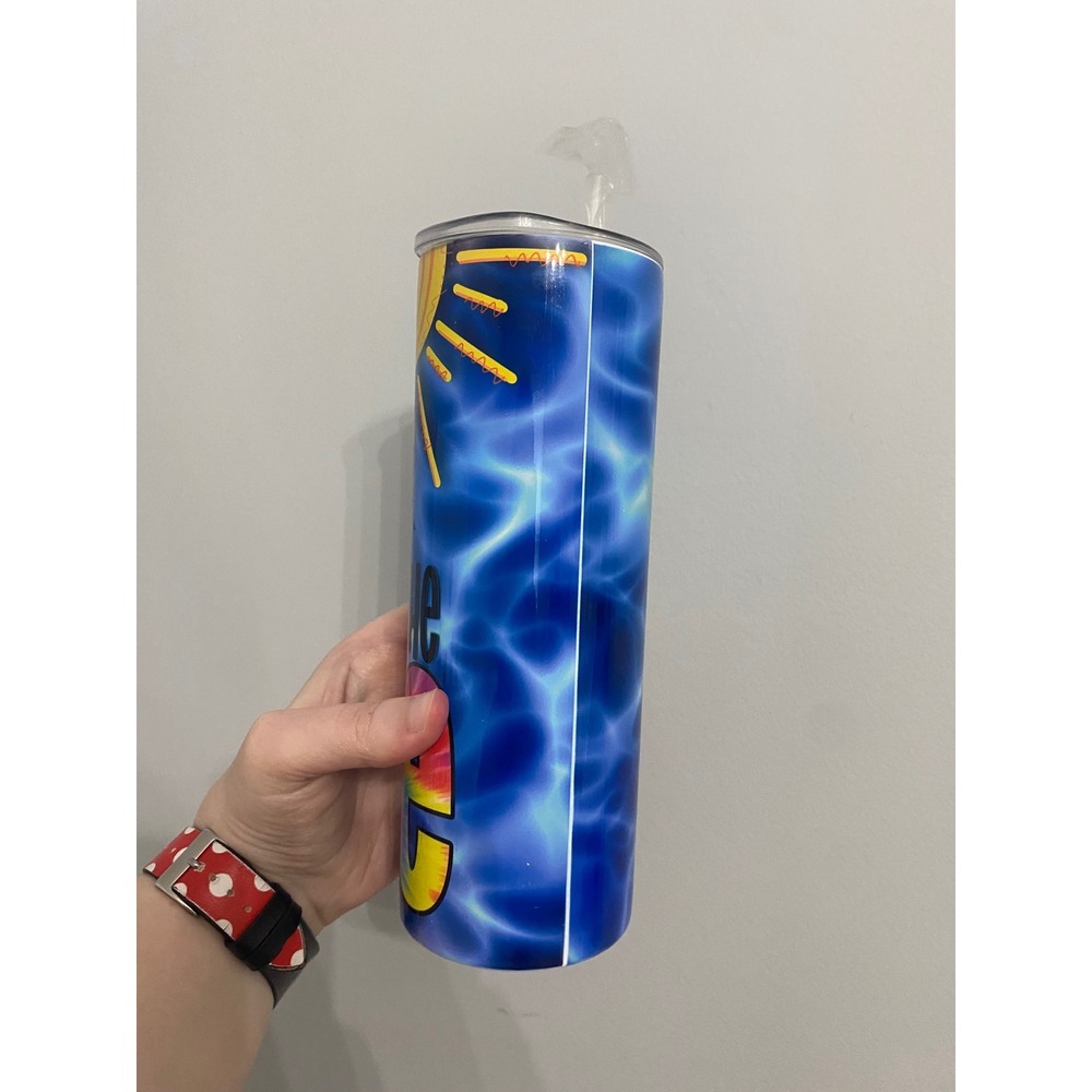 Life is Better at the Lake Tumbler Unisex OS Blue Tie Dye Insulated Skinny Mug - Picture 5 of 8